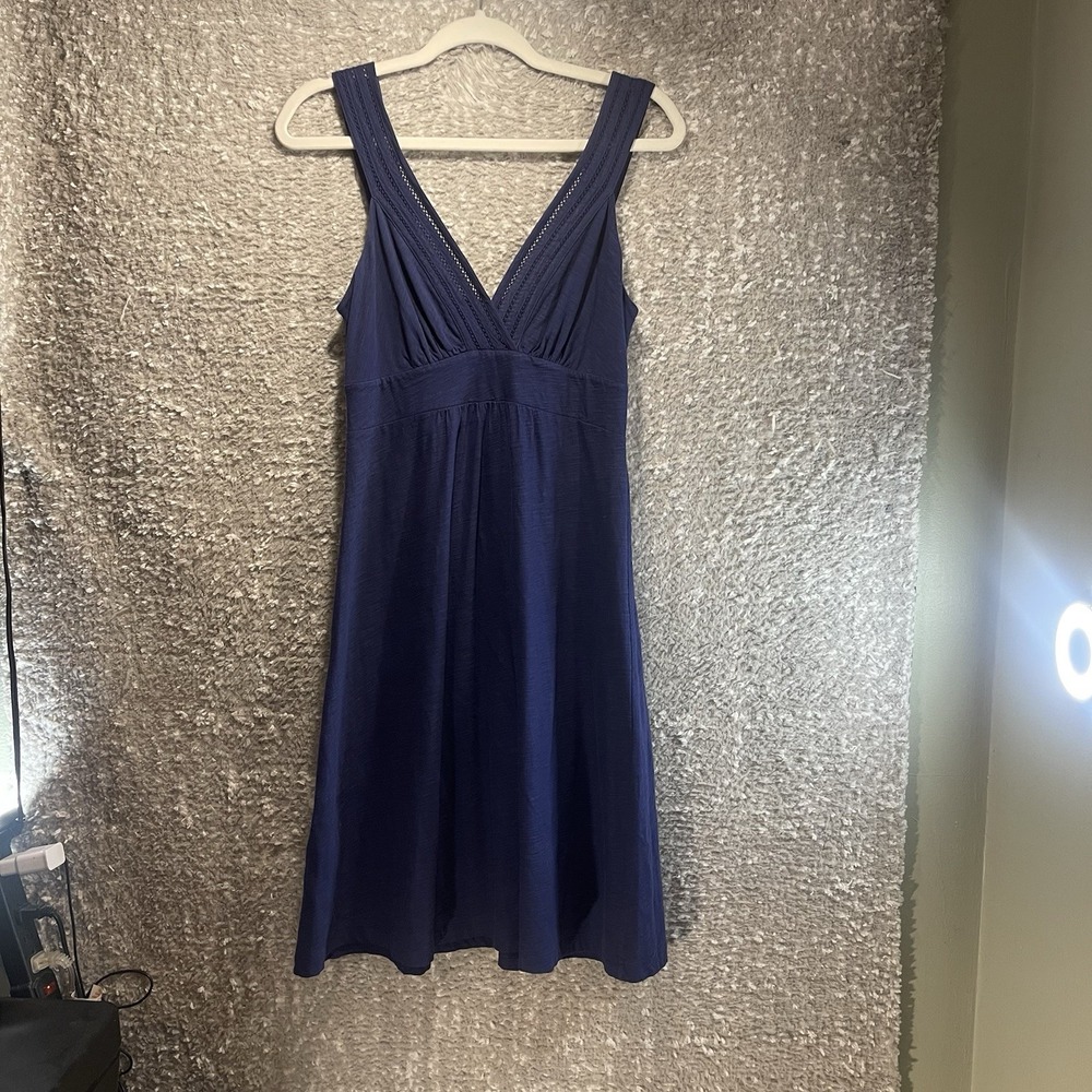 Tommy Bahama Arden Navy Sleeveless V-Neck Smoked Dress Size S Vacation Preppy - Picture 2 of 10